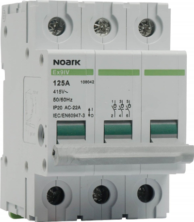 Çelës izolues Noark Ex9IV, 3P, 100A, gri