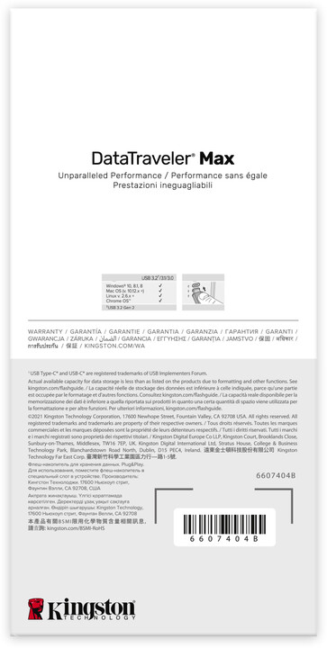 USB Kingston DataTraveler Max - 256GB, e zezë