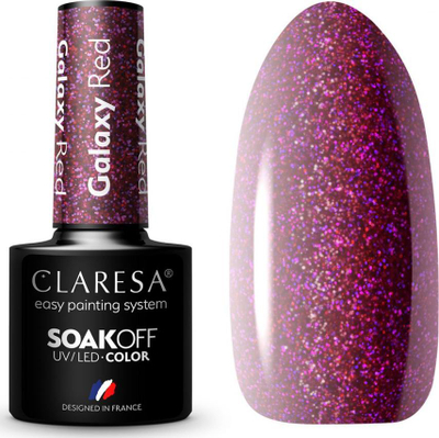 Lak xheli për thonj Claresa SoakOff Galaxy, UV LED, 5 g, i kuq