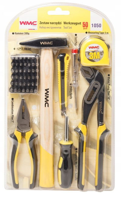Set veglash WMC Tools, 50 copë, çelik krom vanadium, me kuti plastike