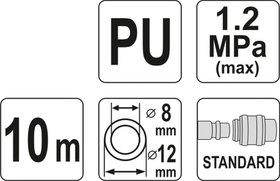 Gyp për pneumatik Yato, 8mm, 10m