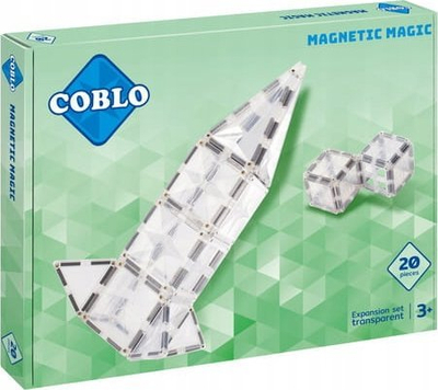Lodër konstruktimi magnetike COBLO, 20 blloqe transparente