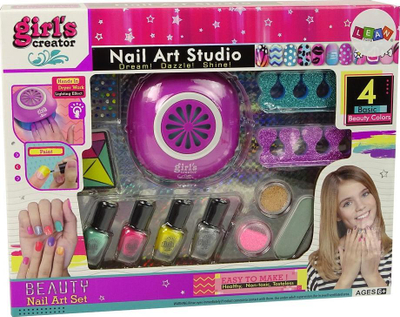 Set manikyri për fëmijë Lean Sport Nail Polish Set Lamp Diamonds Glitter, me llampë tharëse, me shkëlqyes