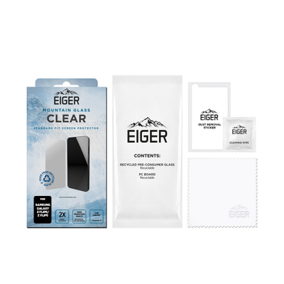 Mbrojtëse ekrani Eiger Mountain Glass Clear, xham i temperuar, për Samsung Z Flip7 FE Z Flip6 Z Flip5, transparente
