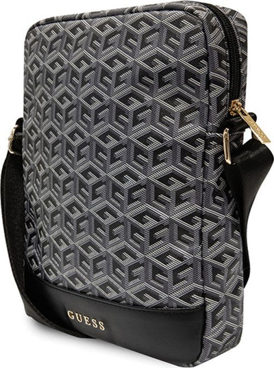 Çantë tabletësh Guess GCube Stripe, deri 10", lëkurë eko, e zezë