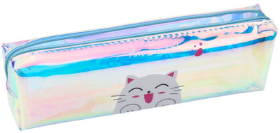 Portofol lapsash për fëmijë, holografik, dizajn mace, 21x6cm, blu