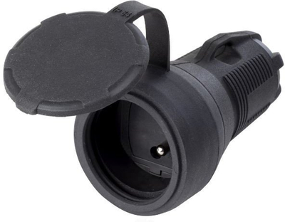 Prizë e drejtë gome EPN Straight Socket, 230V 16A, IP54, e zezë
