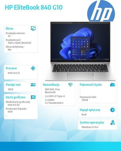 Laptop HP Notebook EliteBook 840 G10, 14", Intel Core i5-1335U, 16 GB RAM, 512 GB SSD, i argjendtë