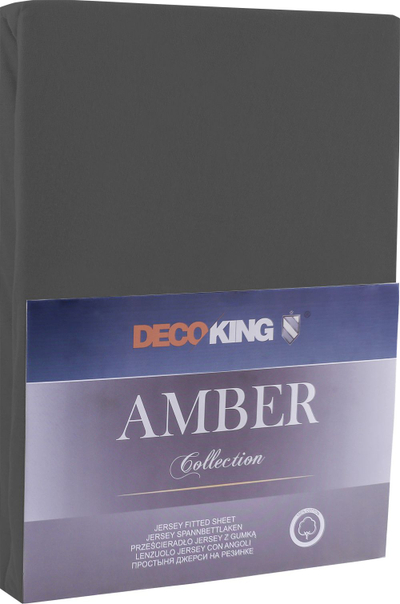 Çarçaf me lastik DecoKing Amber, pambuk jersey, 180x200-200x200 cm, gri antracit