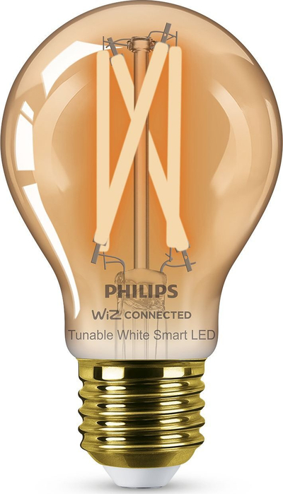 Llampë LED smart Philips Filament Amber A60, 7W 640 lm, E27, dritë e bardhë 2000-5000K