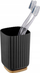 Mbajtës furçash dhëmbësh dhe paste Wenko Rotello, plastike dhe bambu, 8.5 x 11 x 8.5 cm, i zi kafe