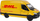 Autobus lodër Kinsmart Mercedes Benz Sprinter DHL, 12 cm, 1:36, metalik i verdhë