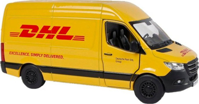 Autobus lodër Kinsmart Mercedes Benz Sprinter DHL, 12 cm, 1:36, metalik i verdhë