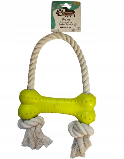 Lodër për qen Duvo+ Mr. Pretzel Bone, me litar, 18cm