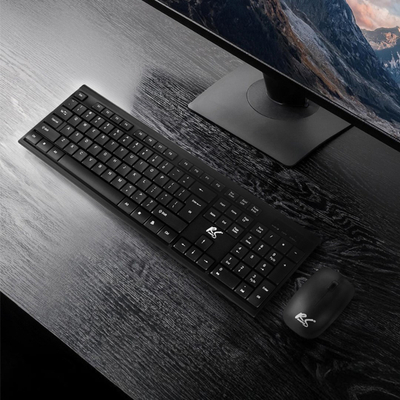 Set tastierë dhe mi NanoRS RS580, wireless 2.4 GHz, 1200 DPI, i zi