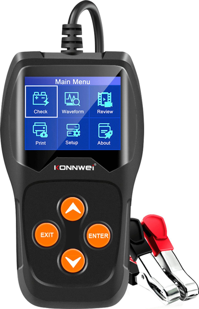 Tester baterie Konnwei KW600, për bateri 12V, ekran LCD, gri