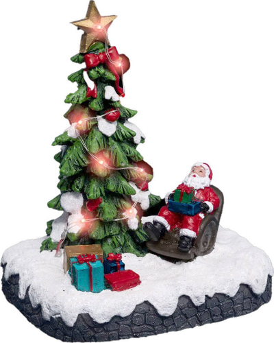 Dekor Krishtlindjesh Fééric Christmas Town Santa, polyresin, 8 LED, shumëngjyrësh