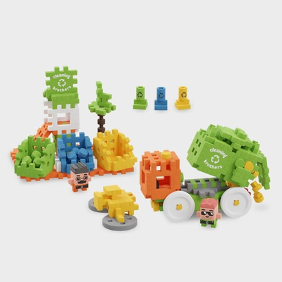 Set ndërtimi Marioinex Mini Waffle City Garbage Truck, 148 pjesë, 5+, shumëngjyrësh