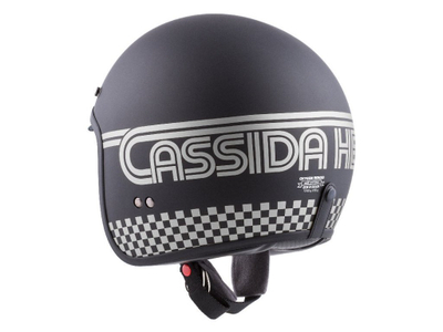 Helmeta moto Cassida Oxygen Rondo, polikarbonat, vizor dielli, e zezë mat me argjend
