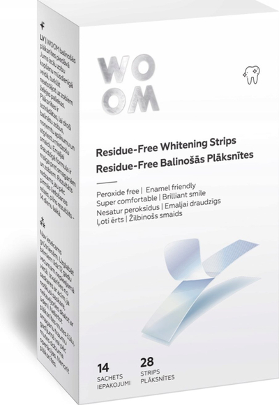 Shirita zbardhues për dhëmbë WOOM Residue Free Whitening Strips, 28 copë