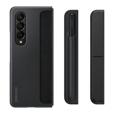 Mbështjellës për Samsung Galaxy Z Fold 4, me këmbë dhe me laps, e zezë