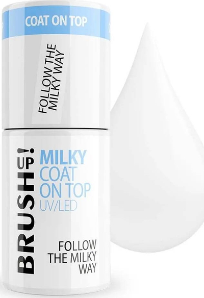 Top coat hibrid BrushUp Milky Coat on Top Follow the Milky Way, efekt qumështi, 5g, transparent