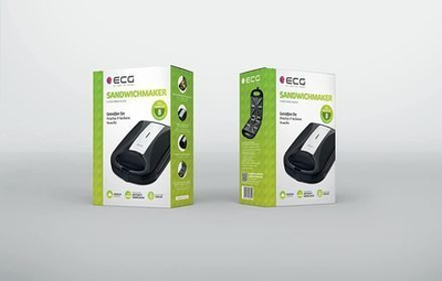 Toster sanduiçesh ECG S 4232 Family, sipërfaqe XXL, veshje jo ngjitëse, i zi
