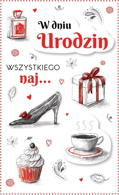 Kartolinë urimi AbCard Occasional Birthday PS01, për ditëlindje, me zarf, e bardhë me të kuqe