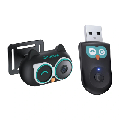 Adapter makinë Ottocast CarPlay Wireless me Car Nanny, kamerë kabine, i zi