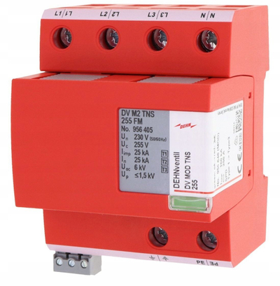 Arrestues rrufeje DEHN DEHNventil M2 956405, tip 1+2+3, 4 pole, për sisteme TN S