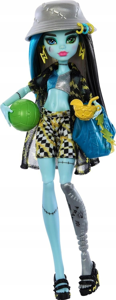 Kukull Monster High Frankie Stein Scare-adise Island, me rroba banje, me aksesorë, shumëngjyrëshe