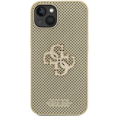 Futrollë Guess GUHCP15SPSP4LGD për iPhone 15 6.1", Perforated 4G Glitter, ngjyrë gold