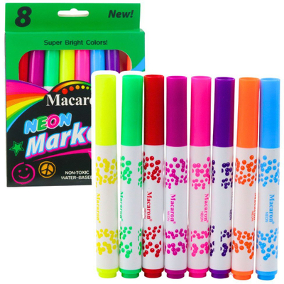 Set markera neon për shkollë, me bojë me bazë uji, 8 copë, shumëngjyrësh