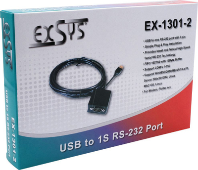 Adaptues USB në RS232 Exsys, USB 2.0, lidhje mashkull mashkull