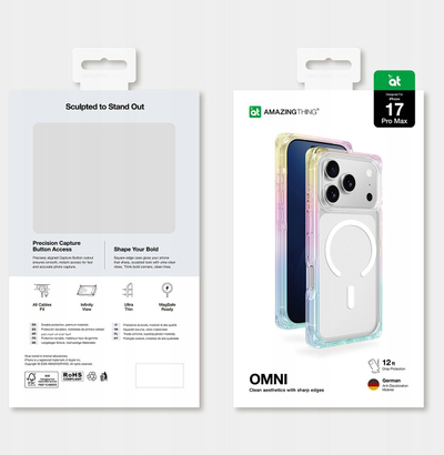 Mbrojtëse telefoni Amazingthing Omni Case për iPhone 17 Pro Max, e përshtatshme me MagSafe, transparente rainbow, shumëngjyrëshe