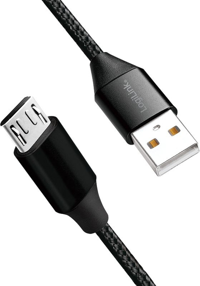 Kabllo LogiLink USB-A - microUSB, 0.3 m, e zezë