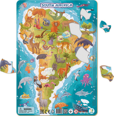 Puzzle Dodo me kafshët e Amerikës Jugore, 53 elemente