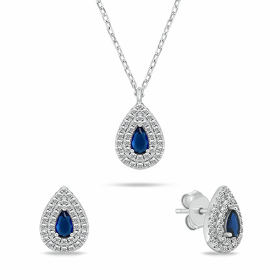 Set Varëse dhe vathë për femra Brilio Silver Tear Drop SET284WB, të argjendta/ të kaltra