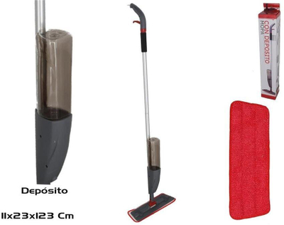 Mop pastrimi Gerimport me depozitë uji, 33 x 11 x 123 cm, gri e kuqe