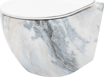 WC murale Carlos Granite Shiny, duroplast slim, Soft Close, gri mermeri