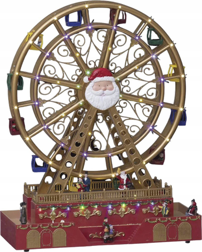 Dioramë dekorative Fééric Lights and Christmas Ferris Wheel, 49 x 17 x 38 cm, me LED dhe muzikë, shumëngjyrëshe