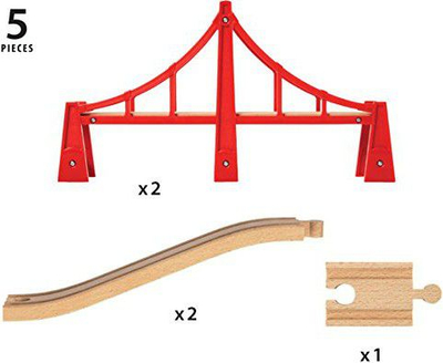 Ura lodër druri Brio Double Suspension Bridge, pezullim i dyfishtë, shumëngjyrëshe