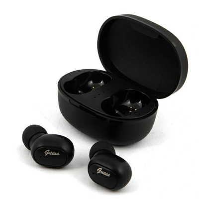 Kufje Bluetooth Guess GUTWST30BK TWS, me kuti karikimi, të zeza