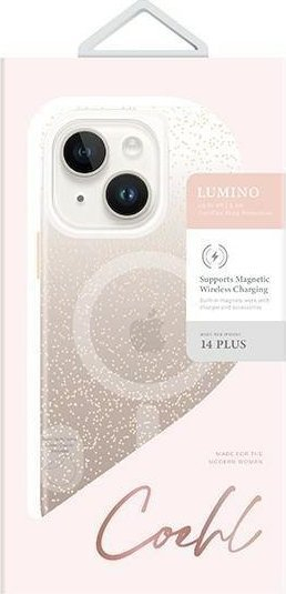 Maskë telefoni Uniq Coehl Lumino për iPhone 14 Plus 6.7", hardcase, shkon me karikim wireless, ngjyrë gold