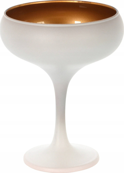 Kupë shampanje Excellent Houseware, 250 ml, qelq, e bardhë me të artë