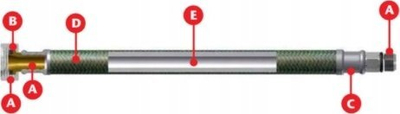 Zorre lidhëse uji Tucai TAQ-GRIF, çelik inox, 40 cm, argjendtë