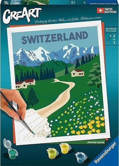Set pikturimi sipas numrave Ravensburger CreArt 23536 Jungfrau Region, 24x30 cm, nga 12 vjeç