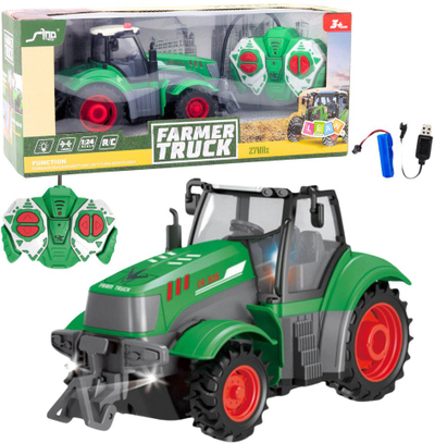 Lodër traktor me pult RC Agricultural Tractor, 1:24, i gjelbër