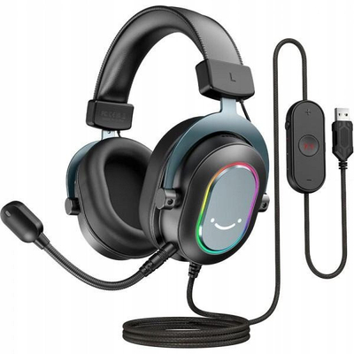 Kufje gaming Fifine H6 AmpliGame, 7.1 surround, USB, me RGB, të zeza