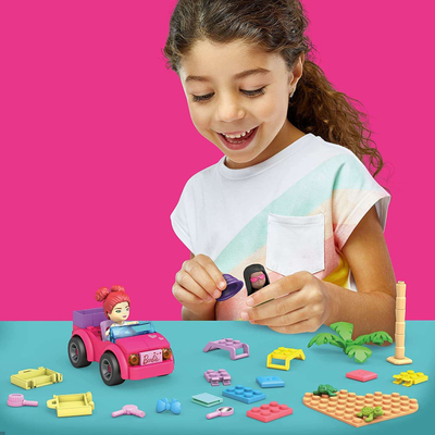 Set ndërtimi MEGA Barbie Convertible Beach Adventure, 70 pjesë, 4+ vjeç, rozë